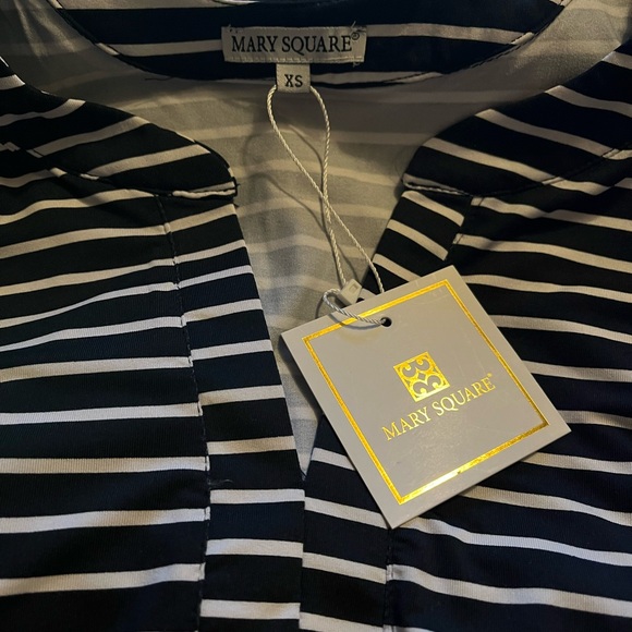 NWT MARY SQUARE Soft Knit Black White Striped Shift Dress Size XS - Picture 10 of 10